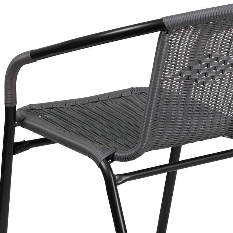 Indoor/Outdoor Stacking Rattan Restaurant Patio Chairs (Set of 4)