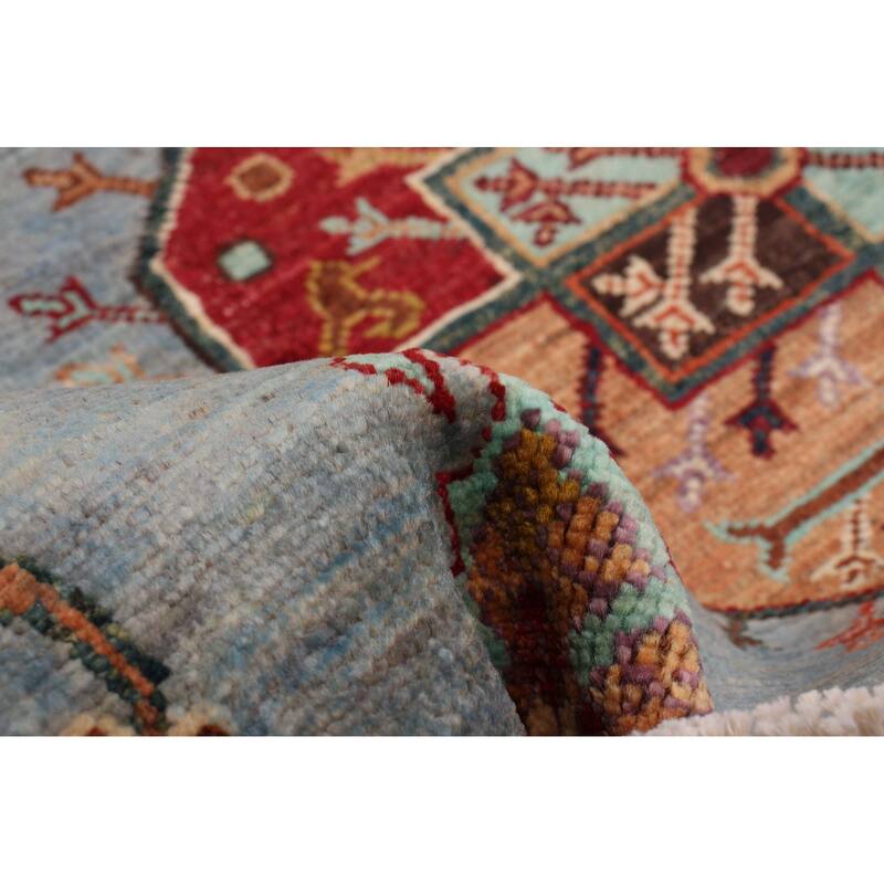 ECARPETGALLERY Hand-knotted Modern Ersari Light Blue Wool Rug - 2'8 x 8'10