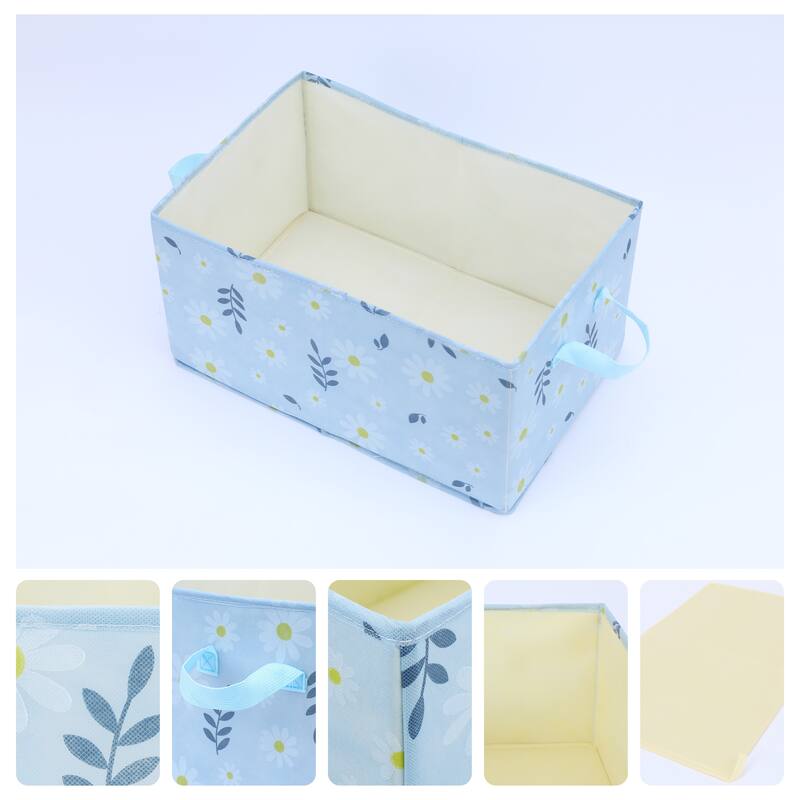 Chrysanthemum Storage Cube with Handles, Collapsible Fabric Storage Bins for Shelves Closet, 1 Pack Storage Basket for Clothes - Blue - 18*12*8in
