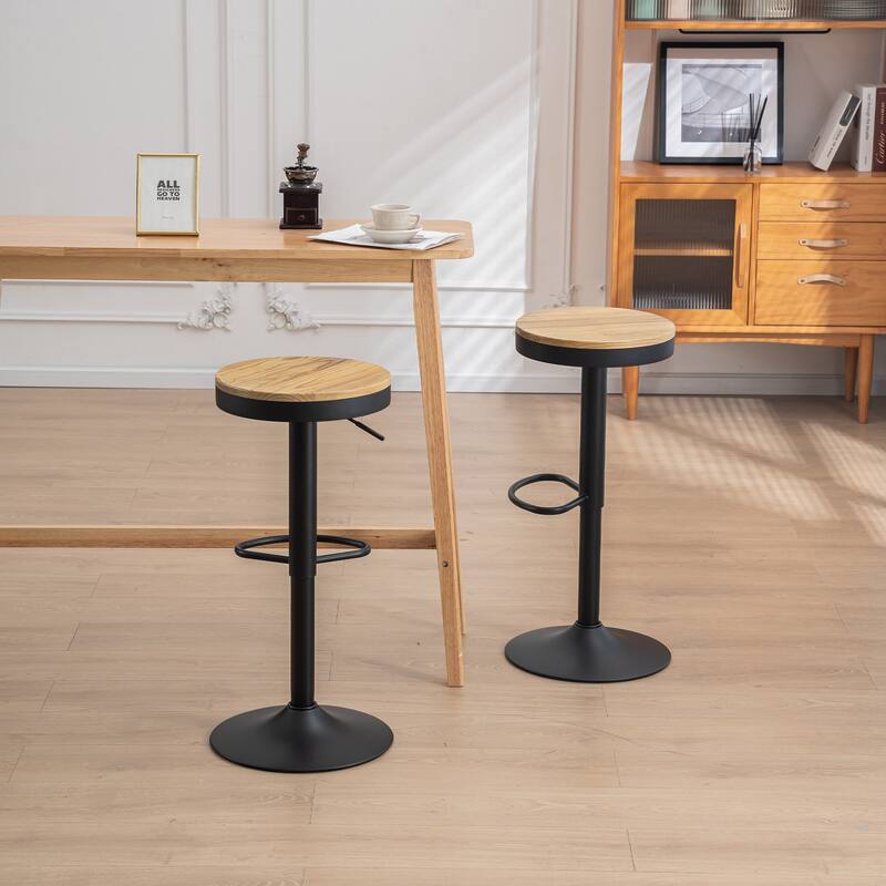 Adjustable Swivel Bar Chairs Backless Round Barstools Set of 2