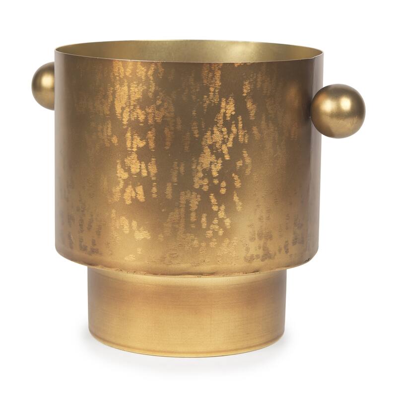 9" Gold Cast Iron Round Table Vase - 11.00