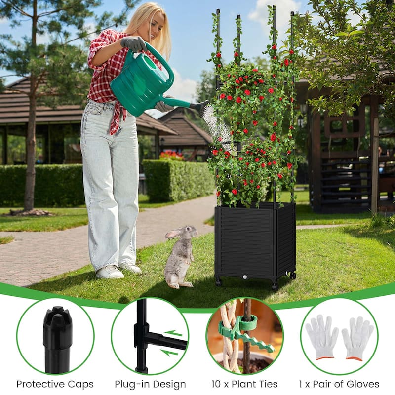 Costway 1/2 PCS Raised Garden Bed with Trellis and Wheels