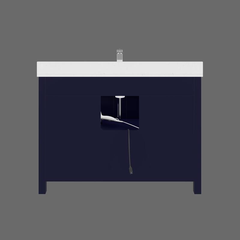 Kate 48-in Solid Hardwood Bathroom Vanity with Power Bar and Drawer Organizer