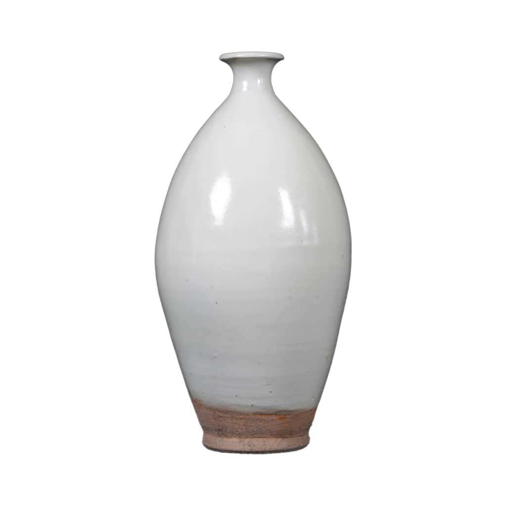 Artissance 10" White Vintage Style Vase Small Opening With Unglazed Base - 4.7" L x 4.7" W x 10" H