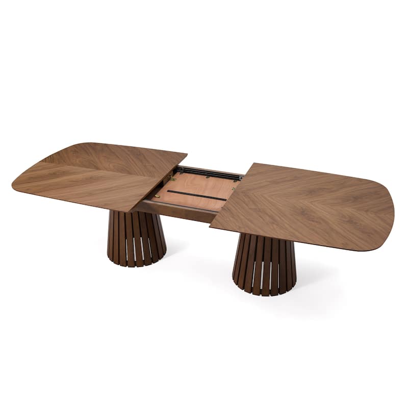 Modrest Truman Mid-Century Modern Walnut Extendable Dining Table