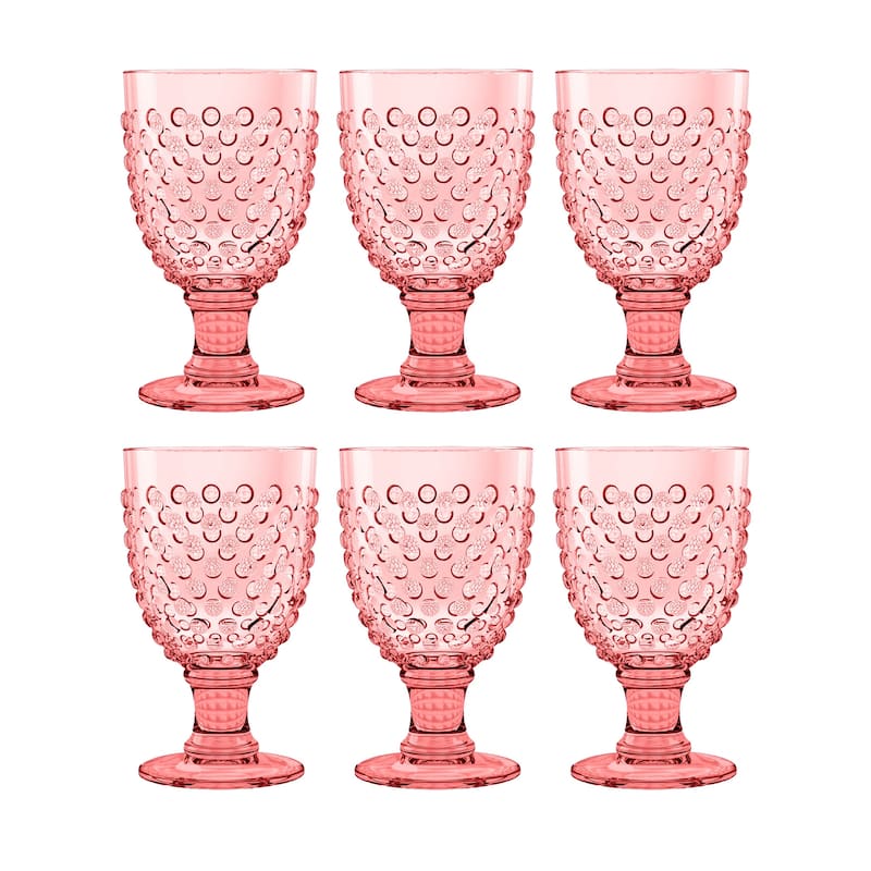 Abode Homewares by TarHong Hobnail Goblet, 17 oz. Set of 6