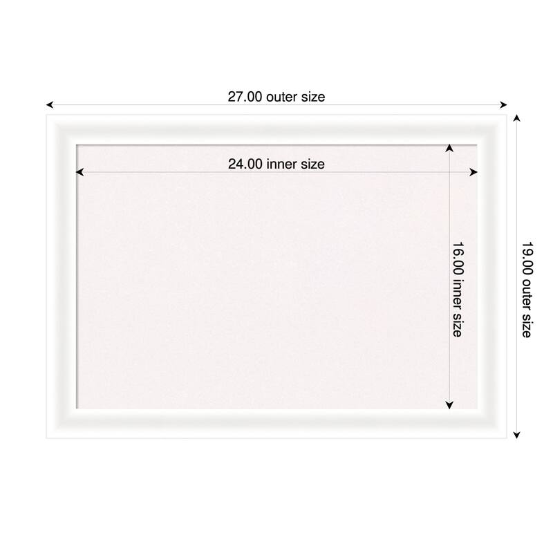 Oliver White Narrow Wood Framed Cork Board - Bulletin Board, Organization Board, Pin Board - White - 27 x 19 in