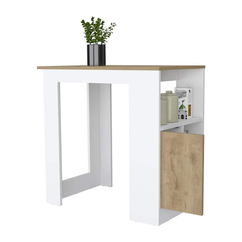 Kitchen Island with Open Compartment and Cabinet