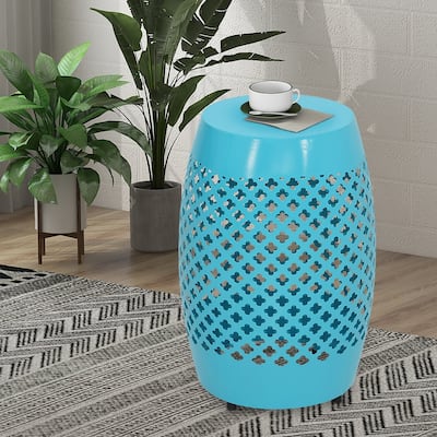 Maypex 18Inch H Geometric Cut Iron Side Table