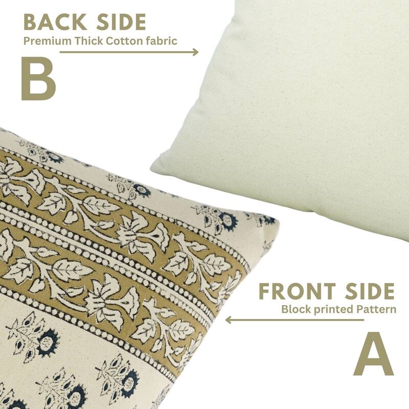 Dark Blue Cotton Hand Block Print Bohemian Pillow Cover By Fabdivine