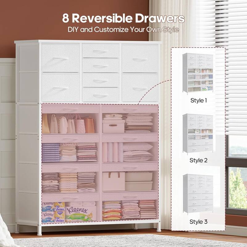 9-16 Drawer Dresser Fabric Storage Chests of Drawers Metal Frame
