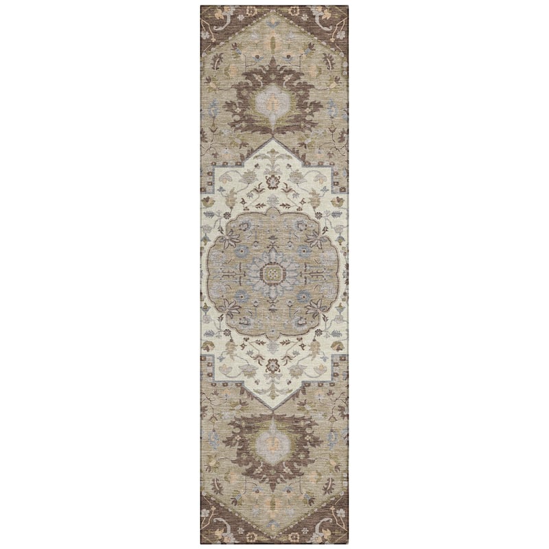 Machine Washable Indoor/ Outdoor Traditional Medallion Chantille Rug