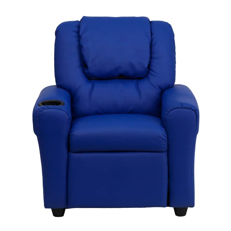 Contemporary Kids Recliner with Cup Holder and Headrest - 24"W x 21.5" - 36.5"D x 27"H