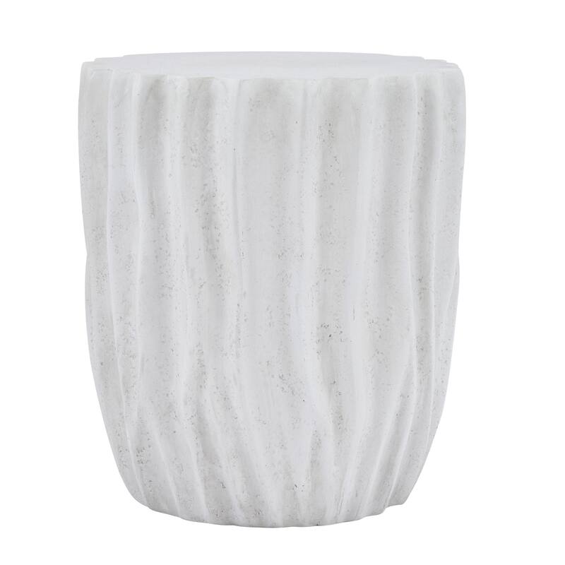 Christopher Knight Home - Ames 18.11"H Outdoor Modern Drum Shape MGO Side Table with Ribbed Surface Textured, Fully Assembled