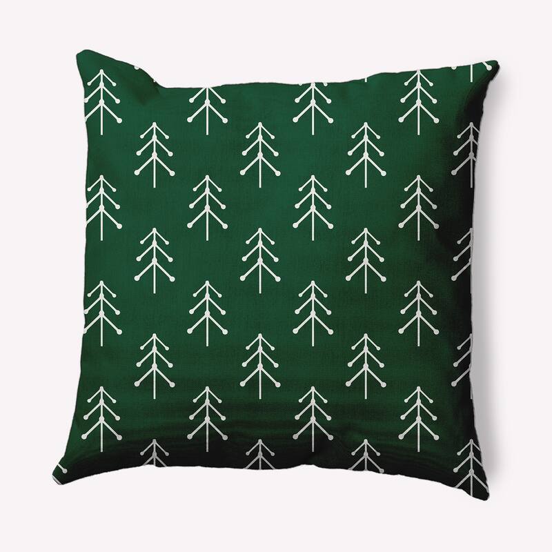 Patterned Trees Christmas Indoor/Outdoor Throw Pillow - 18" x 18" - Pine