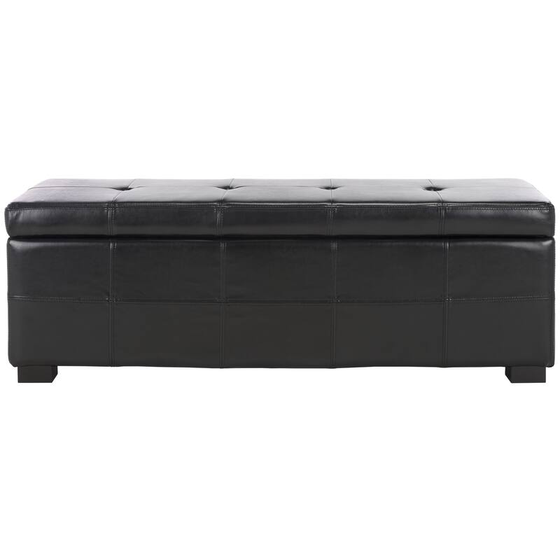 SAFAVIEH Harper Tufted Brown Bicast-Leather Large Storage Bench - 46.9" x 18.3" x 16.7" - 47Wx18Dx17H