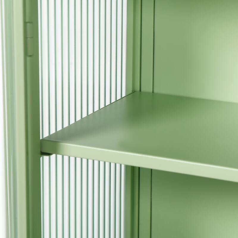 Roomfitters 27.56" Modern Glass Door Wall Cabinet with Three-Tier Storage for Entryway, Living Room, Bathroom