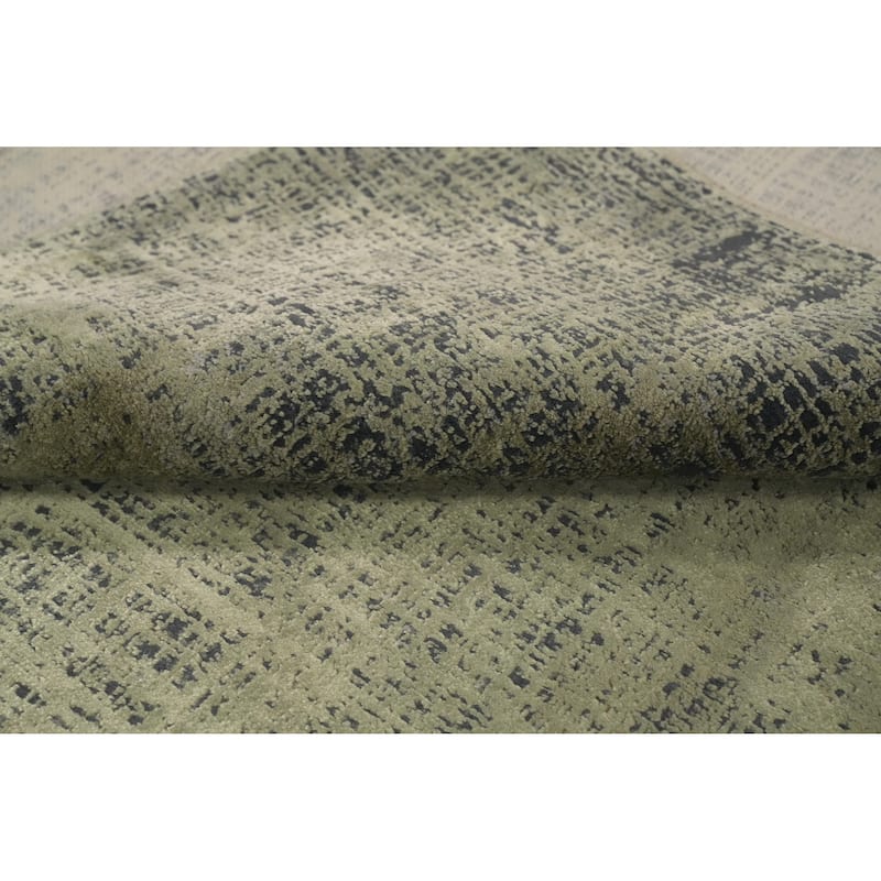 Machine Made Oriental Polyester Carpet Modern Abstract Green Abstract Area Rug - 7' 5'' X 5' 2''
