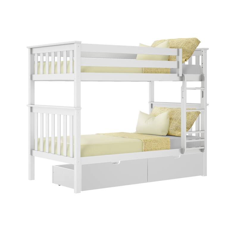 Max and Lily Twin Bunk Bed with Storage Drawers
