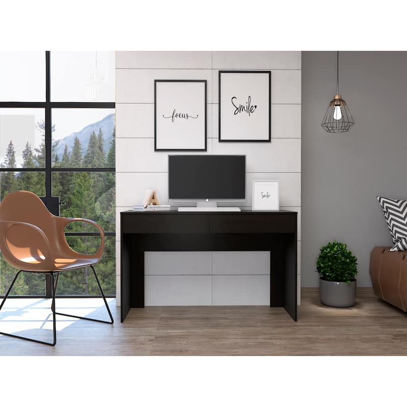 Acre 47-inch Wide Writing Computer Desk with 2 Drawers - Black