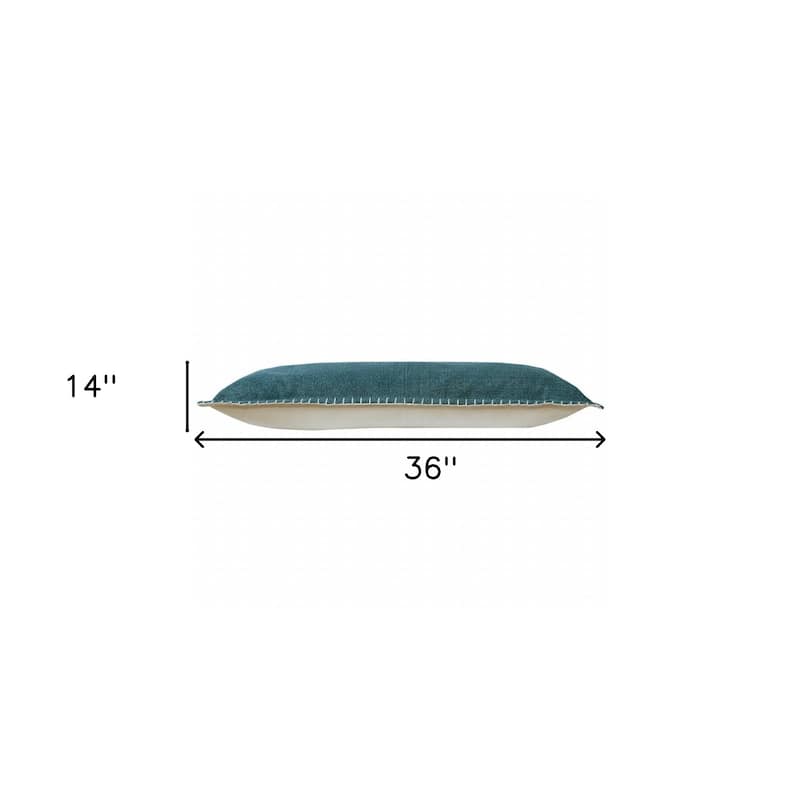 HomeRoots 14" X 36" Emerald Green 100% Cotton Zippered Pillow
