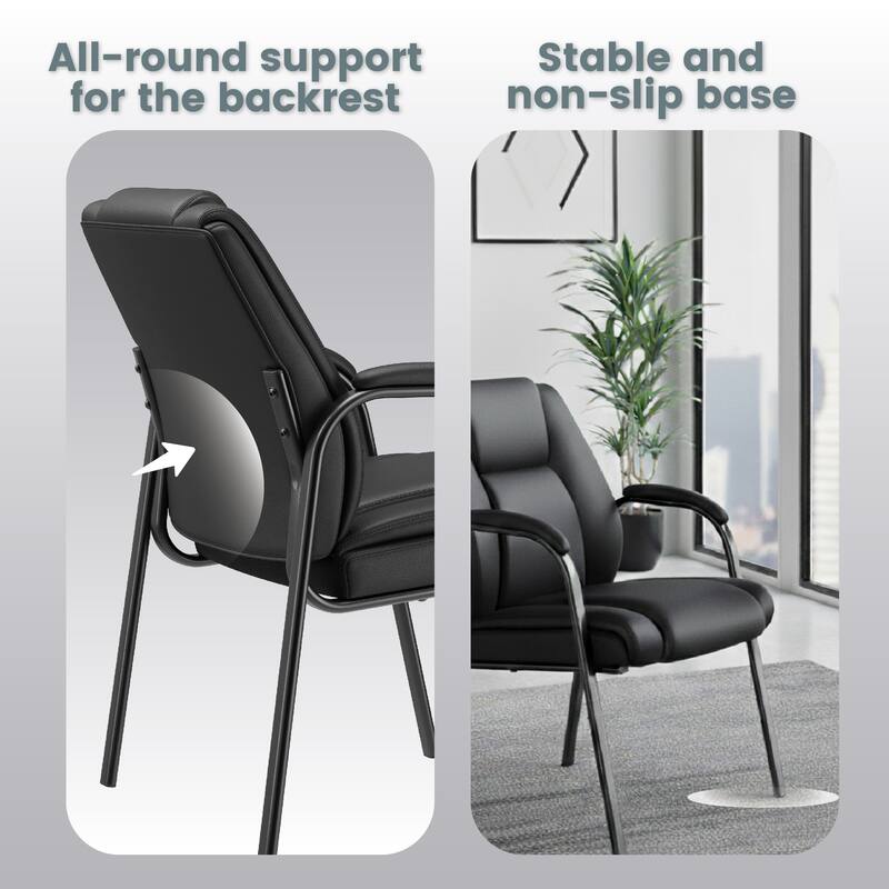 Ergonomic Visitor Chair PU Leather Armrest Steel Frame with Sponge Cushion