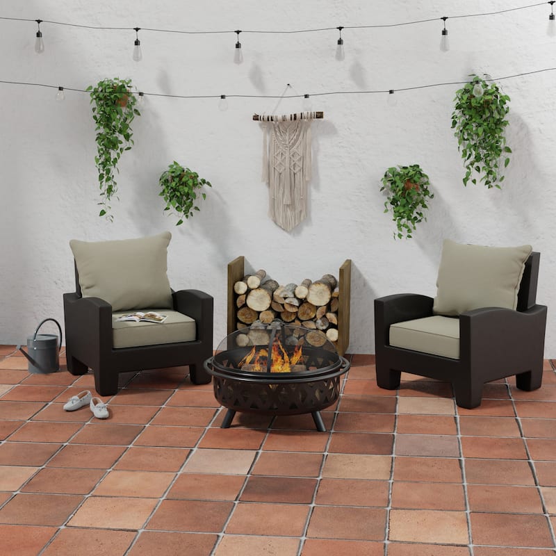 Sunbrella 24" x 47" Taupe Solid Outdoor Deep Seat Cushion Set with Welt - 46.5'' L x 24'' W x 6'' H