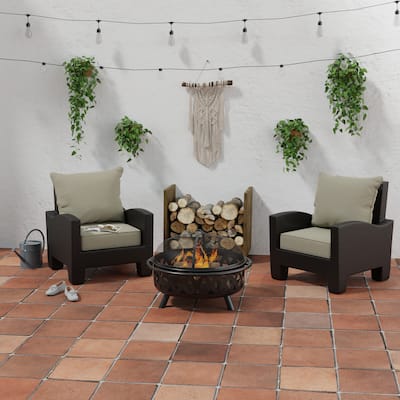 Sunbrella 24" x 47" Taupe Solid Outdoor Deep Seat Cushion Set with Welt - 46.5'' L x 24'' W x 6'' H