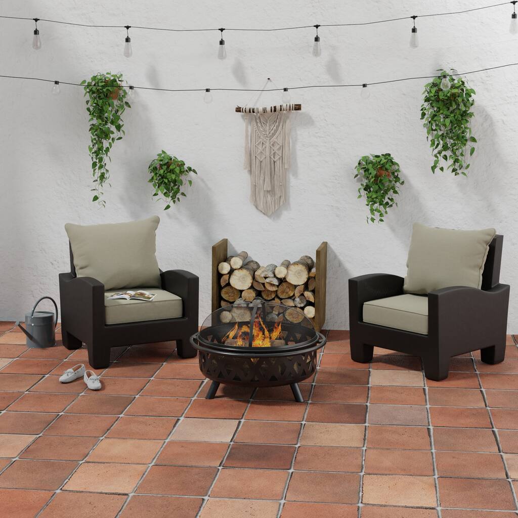 Sunbrella 24" x 47" Taupe Solid Outdoor Deep Seat Cushion Set with Welt - 46.5'' L x 24'' W x 6'' H