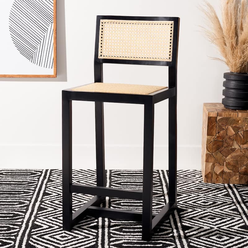 SAFAVIEH Dossie Rattan Counter Stool - 16" W x 19" D x 37" H - 16Wx19Dx37H
