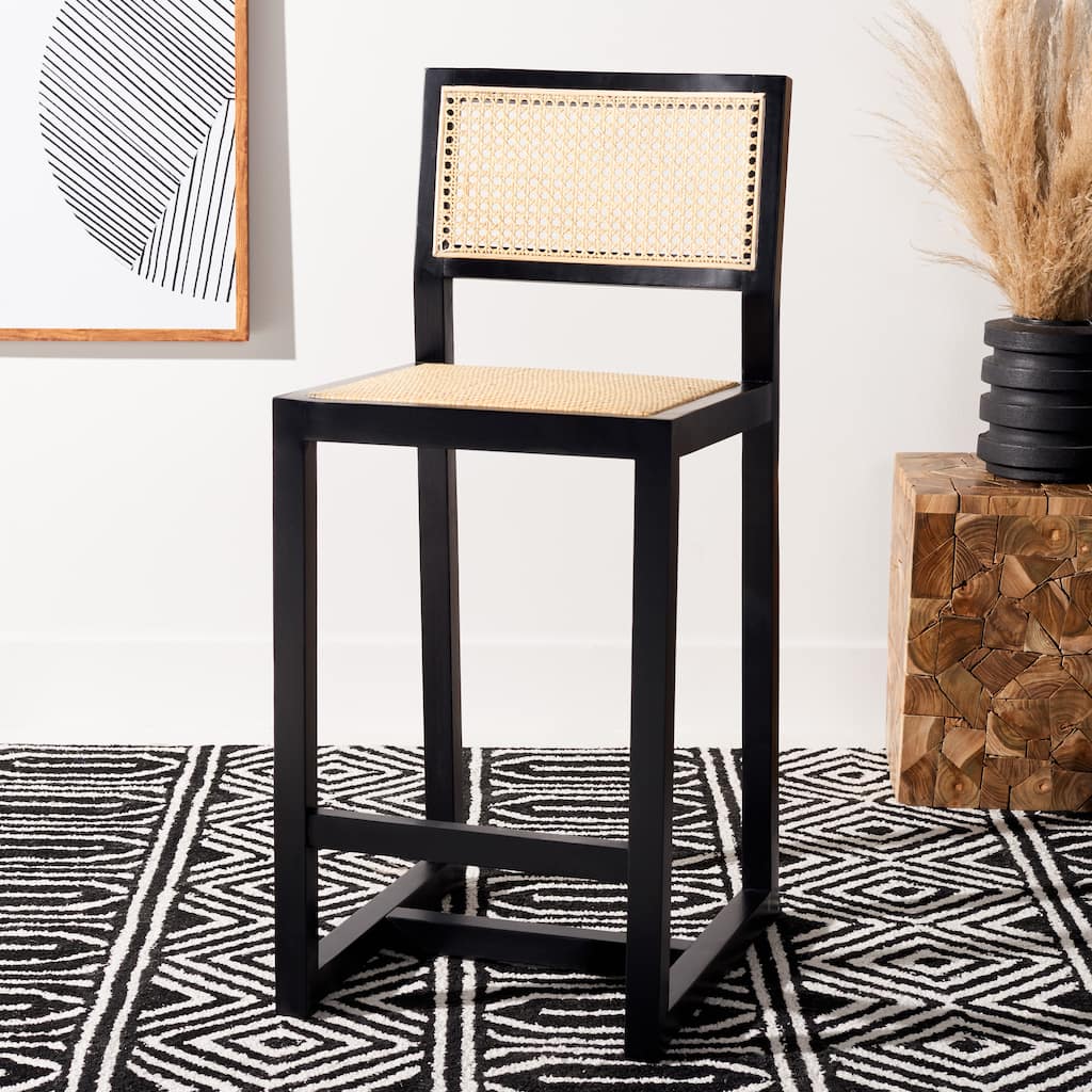 SAFAVIEH Dossie Rattan Counter Stool - 16" W x 19" D x 37" H - 16Wx19Dx37H