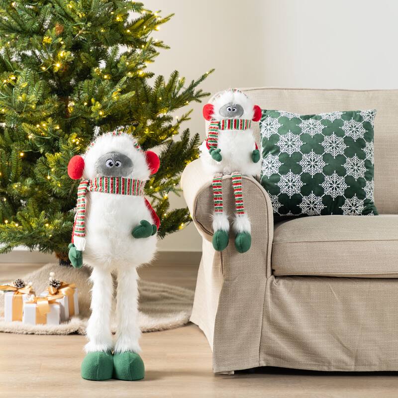 Glitzhome Christmas Hanukkah Fabric Gnome Shelf Sitter Holiday Decor