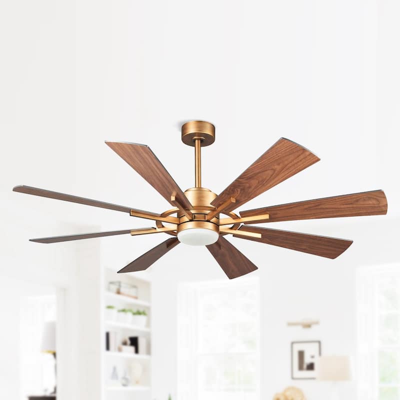 60" Antique Brass Farmhouse Windmill Ceiling Fan with Light and Remote