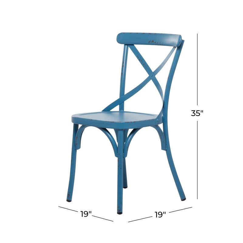 Iron Farmhouse Outdoor Dining Chair (Set of 2) - 22 x 19 x 35