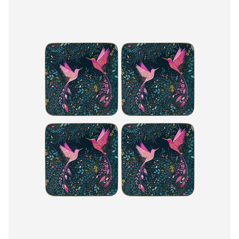 Sara Miller India Hummingbird Coasters, Set of 4 - 4 x 4 in