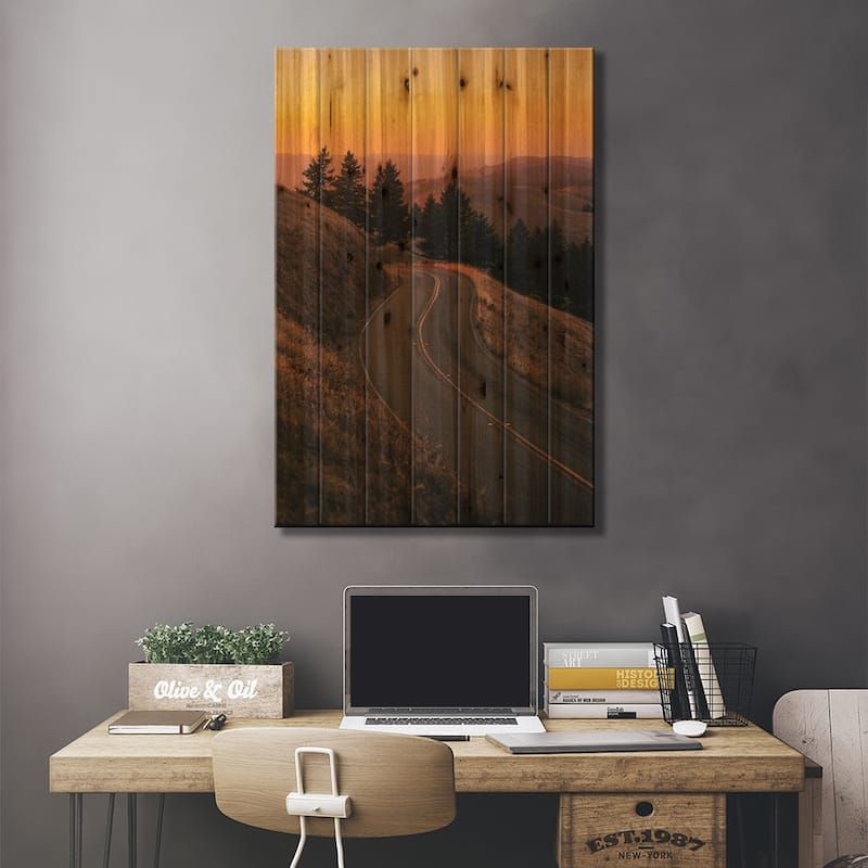 Road On Mount Tamalpais I Print On Wood by Jon Bilous - Multi-Color