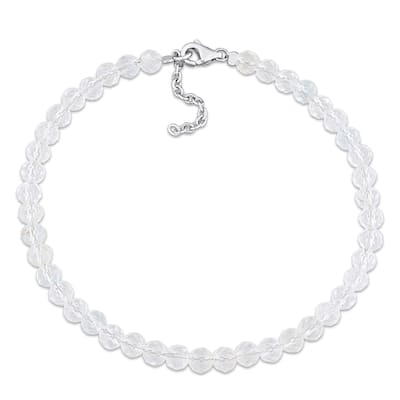 Miadora 6 1/2ct TGW White Topaz Facetted Bead Bracelet in Sterling Silver-725+1 in
