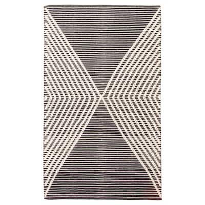 ECARPETGALLERY Braid weave Sienna Black Wool Rug - 4'9 x 7'9