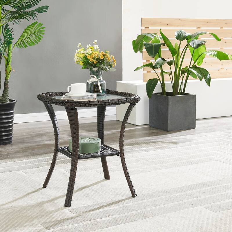 Pocassy 5-Piece Patio Furniture Wicker Chairs with Ottomans & Table