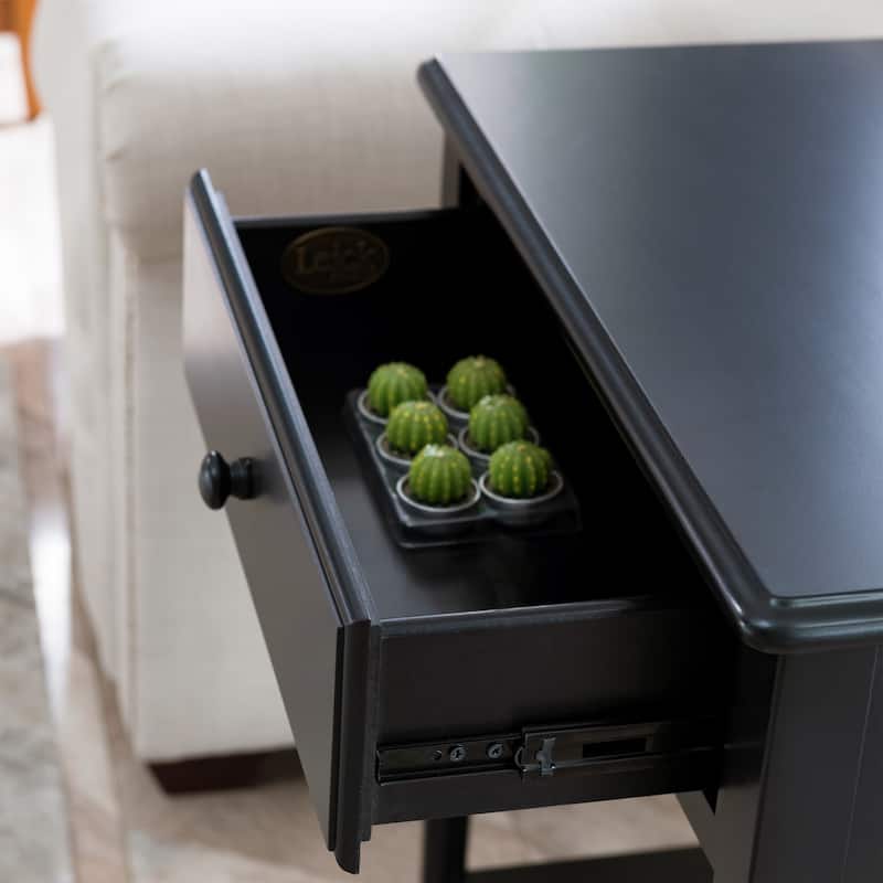 Coastal Charging Nightstand Side Table One Drawer