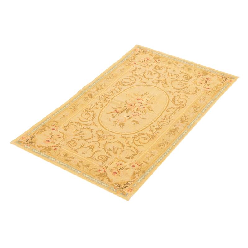 ECARPETGALLERY Flat-Weave Dynasty Khaki Cotton Tapestry Kilim - 2'11 x 4'8