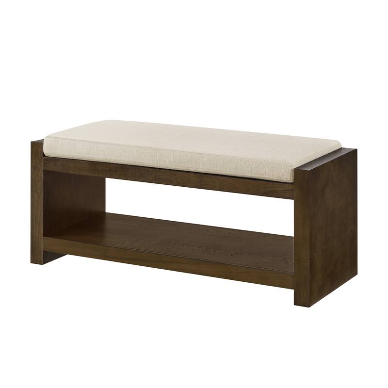 Homy Casa 47" / 40" Accent Bench with Storage, Padded Seating & Lower Shelf Shoe Rack