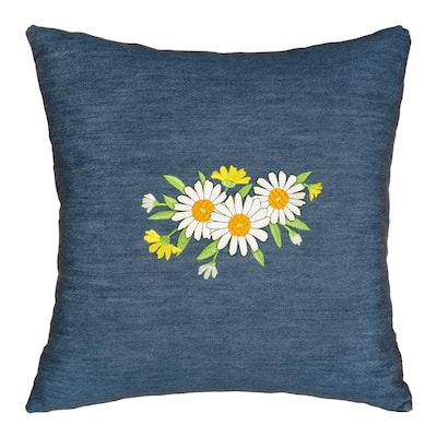 Authentic Hotel and Spa Daisy Denim Decorative Square Pillow Cover 18" x 18"