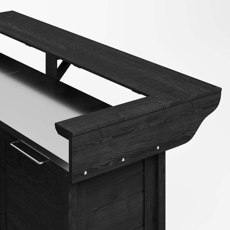 Outdoor BBQ Kitchen Cabinet Set, 100% Solid Wood Patio Kitchen Storage Stainless Steel Countertop