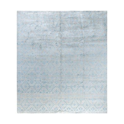 Ikat One-of-a-Kind Hand-Knotted Area Rug, Gray - 9' 0" x 10' 2"