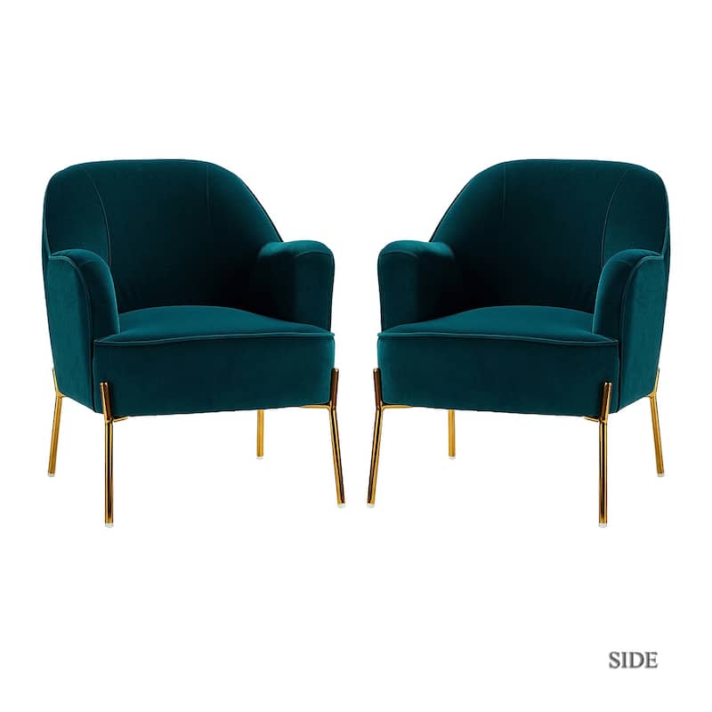Marina Modern Velvet Accent Chair with Golden Legs Set of 2 by HULALA HOME