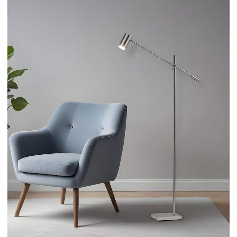 63” Adjustable LED Task Floor Lamp with 3-Way Dimmer Switch and Metal Drum Shade for Living Room - 63”H x 6.5”W x 30.5”D
