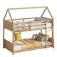 preview thumbnail 10 of 58, Rubber Wood Bunk Bed with Safety GuardrailsTwin Over Twin