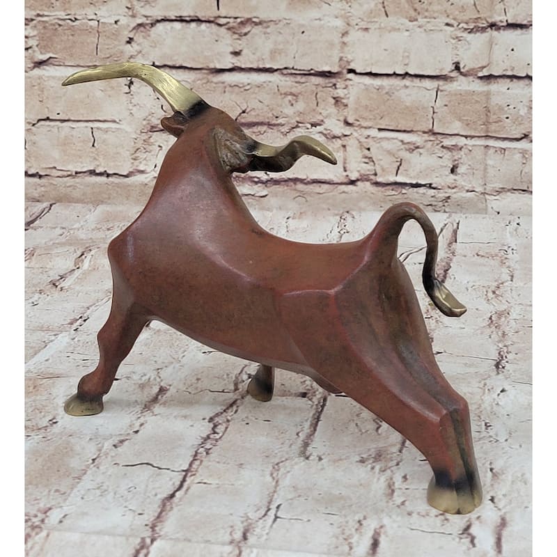 Abstract Bronze Metal Longhorn Cattle Bull Sculpture Statue Figurine Signed Numbered Art