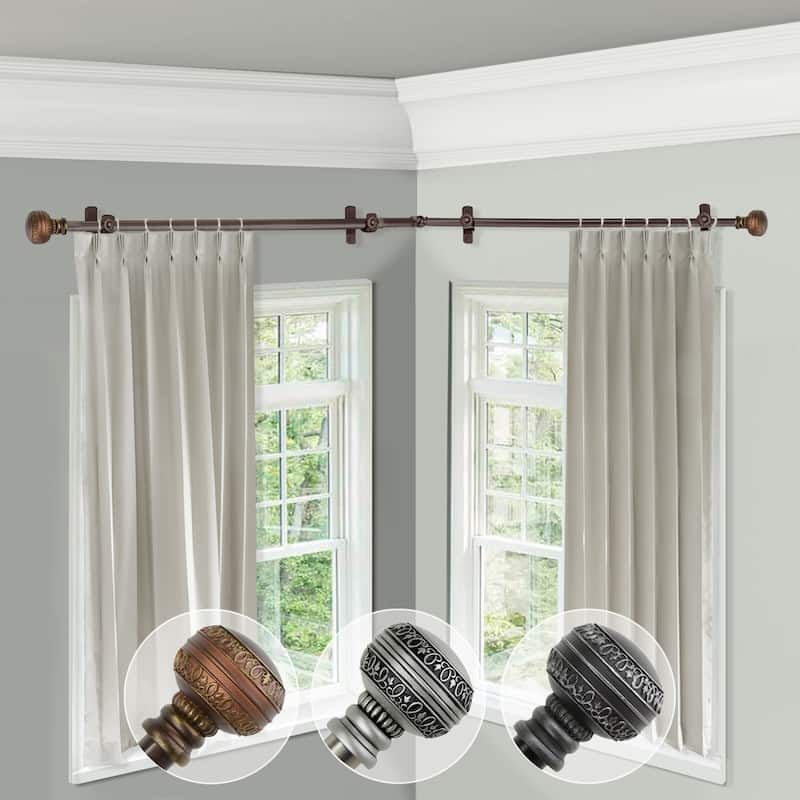 Coastal Charm Curtain Rod - Satin Nickel, 120-170" Adjustable Rod - M